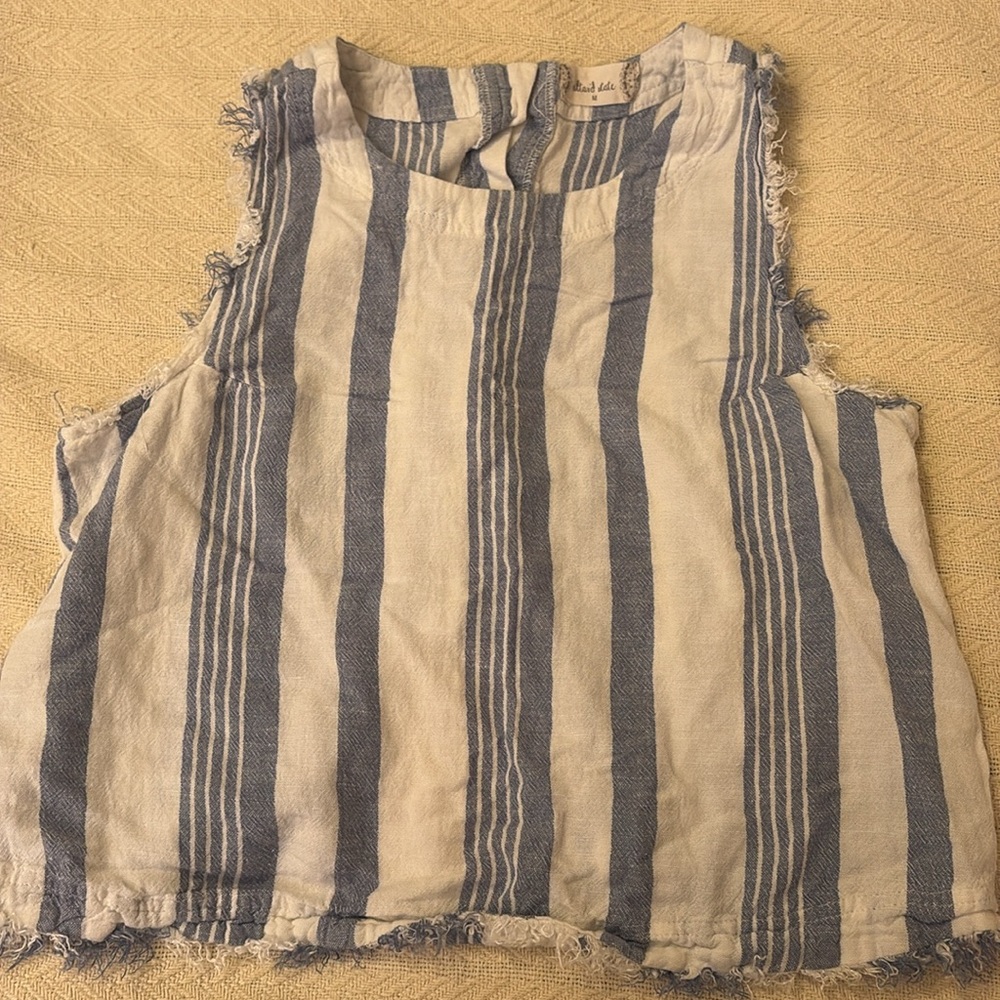 Juniors M Alter ‘d state denim striped sleeveless cropped tank top